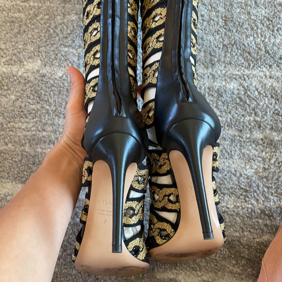 Black/Golden Casadei boots stretchy straps Size 7 Price firm - Picture 16 of 17